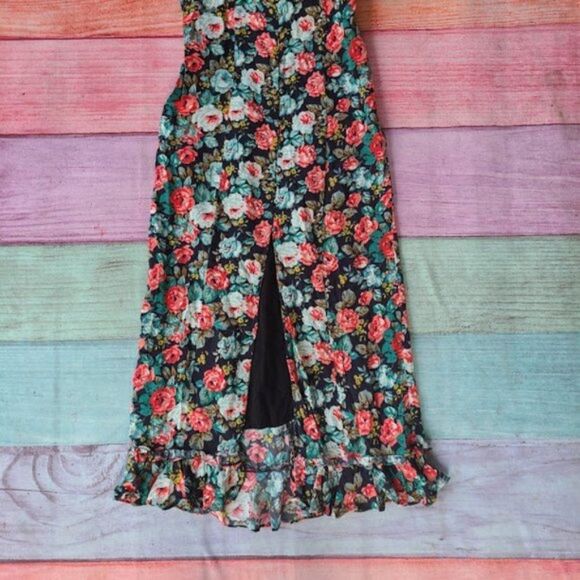 Majorelle Quincy Spring Multicolored Floral Button Front High Slit Midi Dress L - Picture 6 of 9